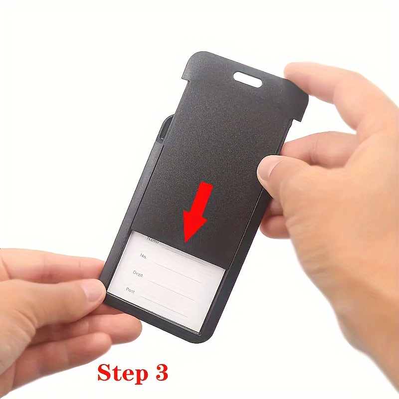 Sliding Badge Holder Hard Black Vertical Plastic Card Case - Temu