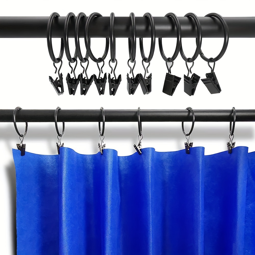 15/20PCS Shower Curtain Ring Hanging Hooks Bathroom Window Drape Loop Clips  Hook
