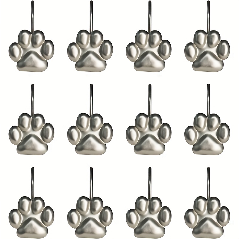 12pcs Cat Paw Print Shower Curtain Hook Bathroom Accessories
