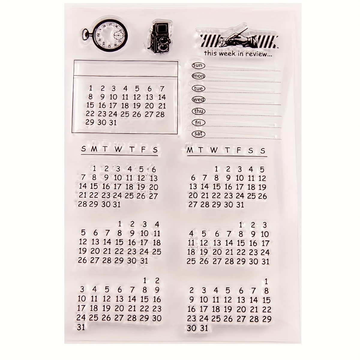  1 Sheet Clear Silicone Stamp Seal,Calendar Pattern