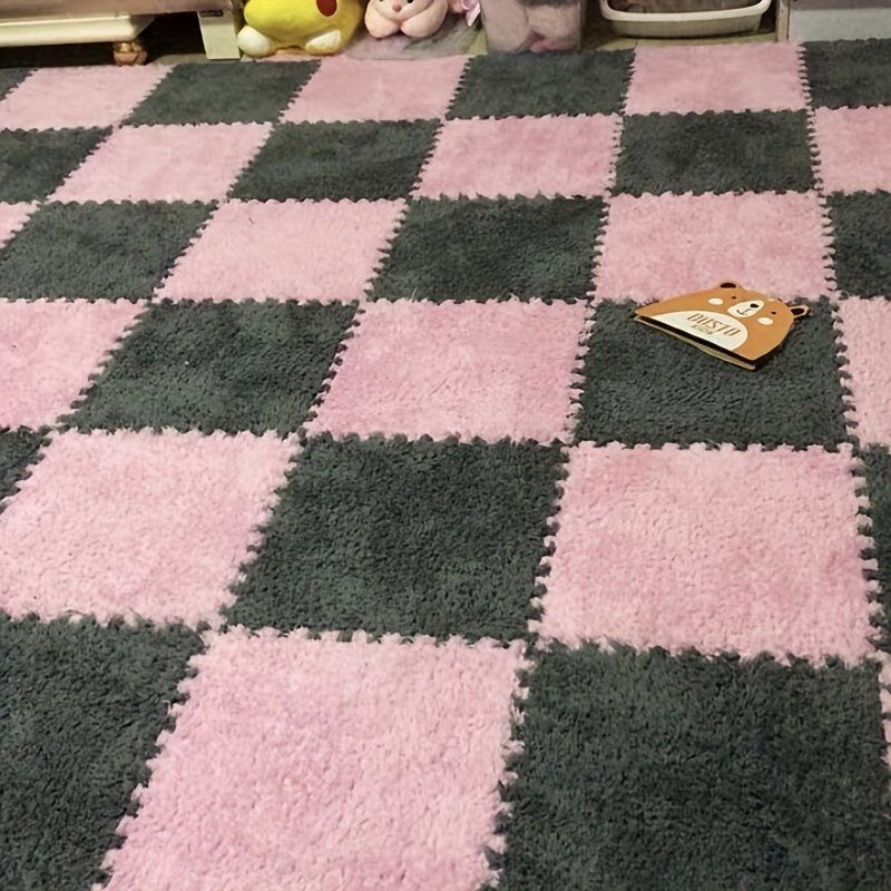 12pcs, Bedroom Full Padded Rug, Puzzle Fuzzy Mat, Splicing Carpet Rug,  Bedroom Living Room Rug, Kitchen Toilet Mat, Baby Crawling Mat, Tatami Dorm  Mat