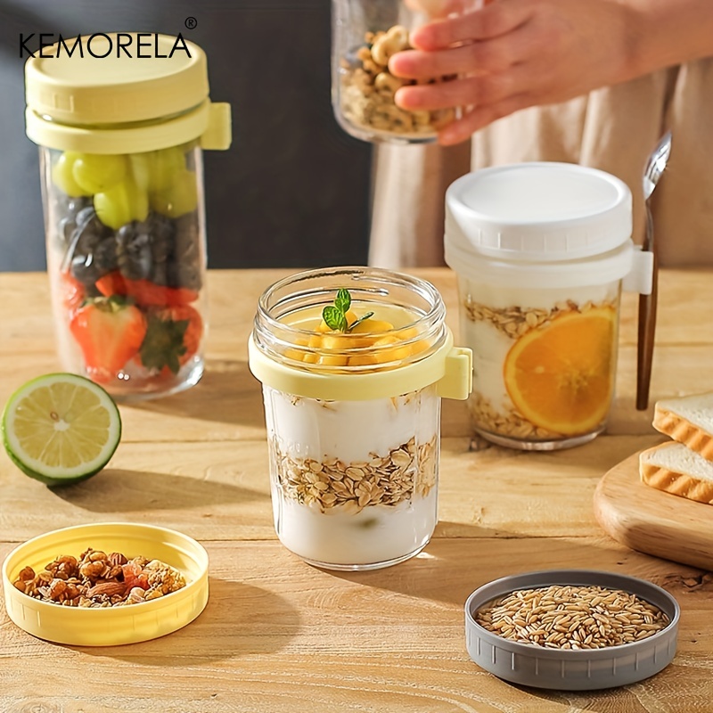 1pc Double-layer Mason Jar Salad Cup With Spoon And Fork, Portable