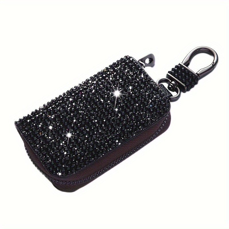 TEMU Car Rhinestone-encrusted Key Bag, Fashion Small And Convenient Car Key , And Car Interior Supplies