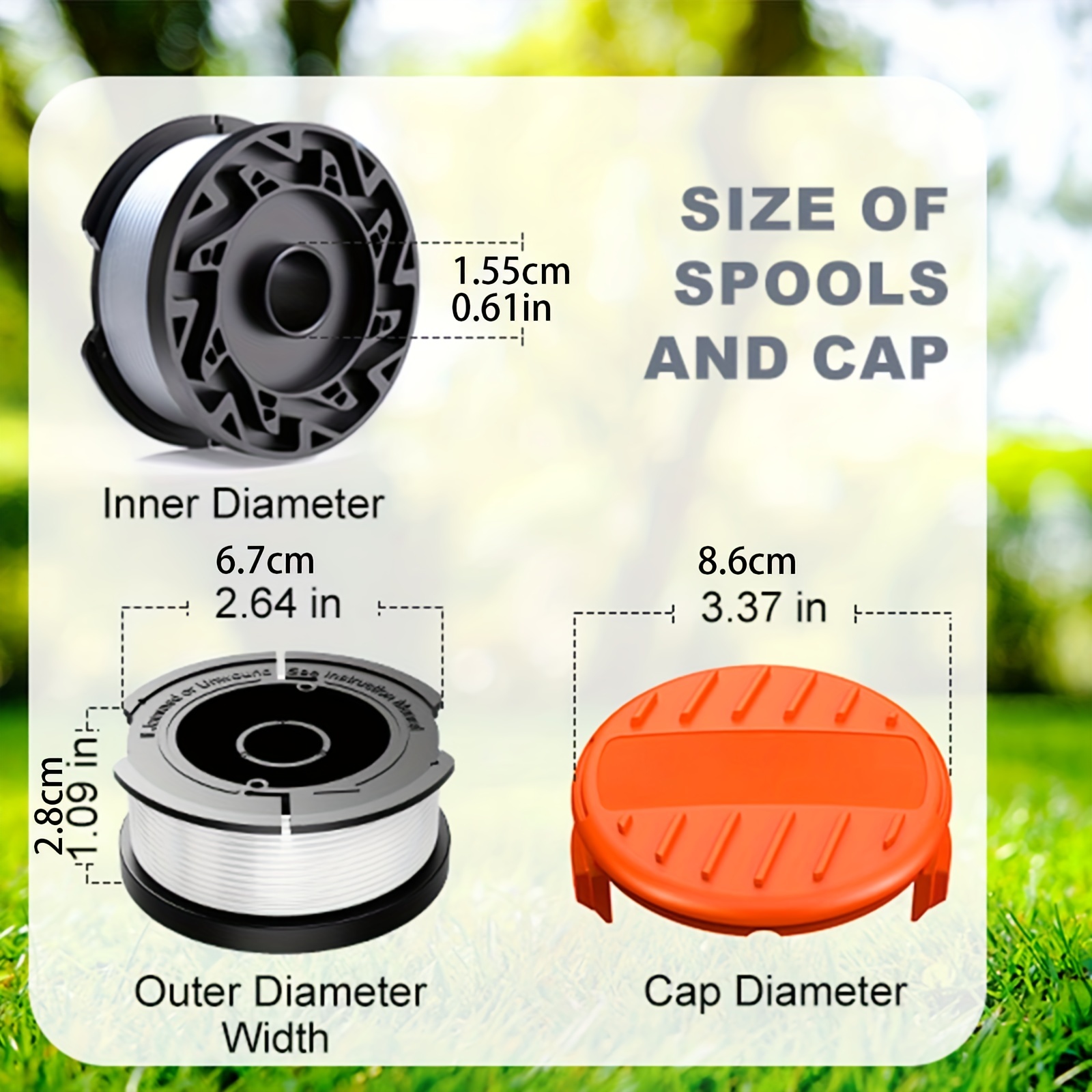 THTEN AF-100 String Trimmer Spool Replacement for Black and Decker 30ft  0.065 Refills Line Auto Feed Single Weed Eater,GH600 GH900 Edger with  RC-100-P Spool Cap Covers (6 Spools, 1 Cap,1 Spring) 