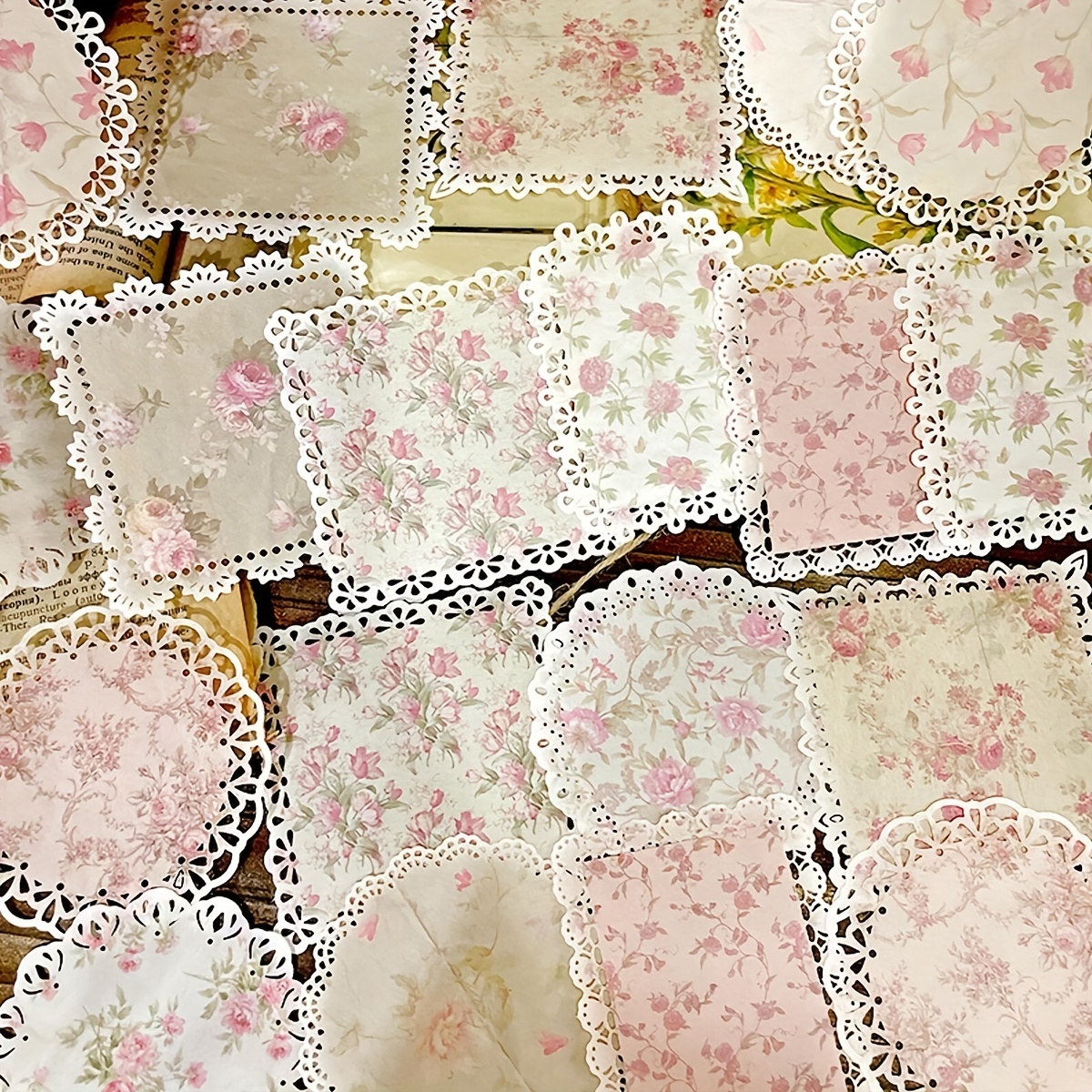 

20pcs/pack Retro Flower Lace Hollowed Frame Decor Flower Material Paper Scrapbooking Diy Journal Craft Vintage Stationery