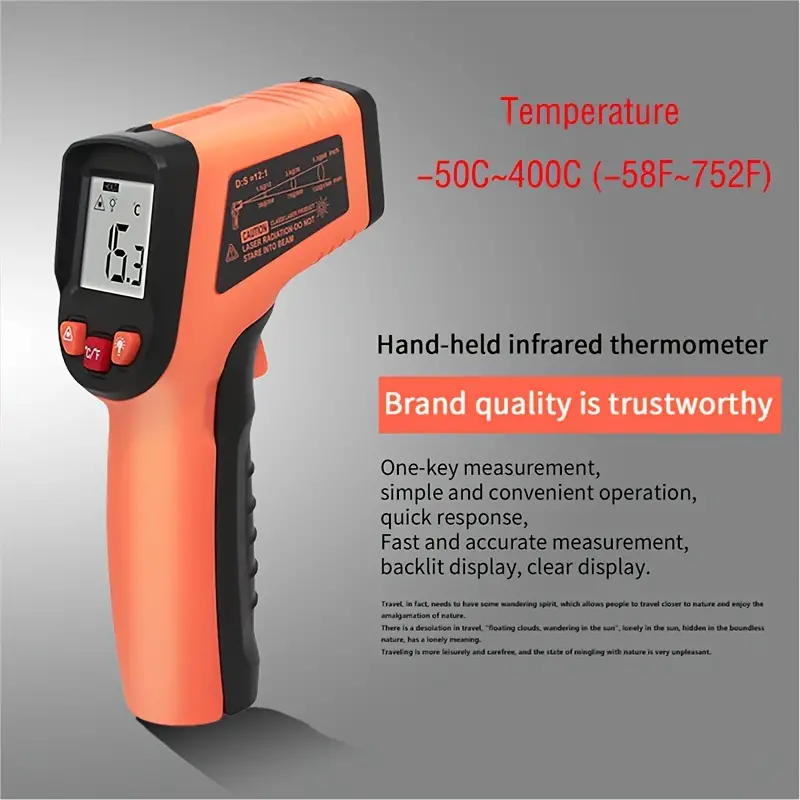 Non-contact Digital Laser Grip Infrared Thermometer Temperature -50c~400c  (-58f~752f), Digital Instant Read Meat Thermometer Kitchen Cooking Food  Thermometer For Oil Deep Fry Bbq 1.5v Aaa* Batteries ( With Out ) - Temu