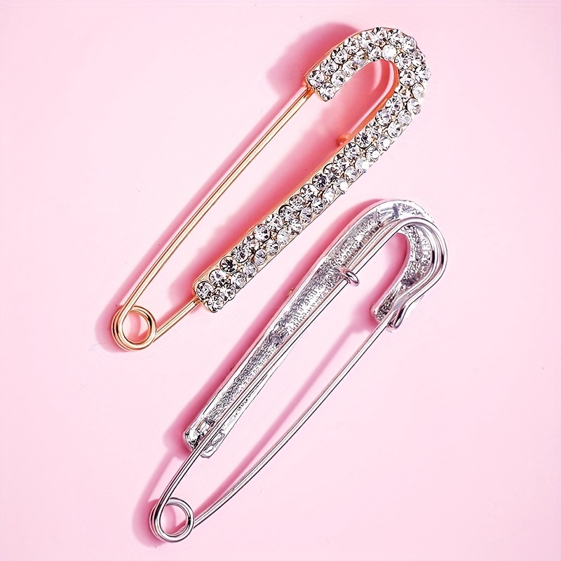 Large Rhinestone Safety Pin Earrings