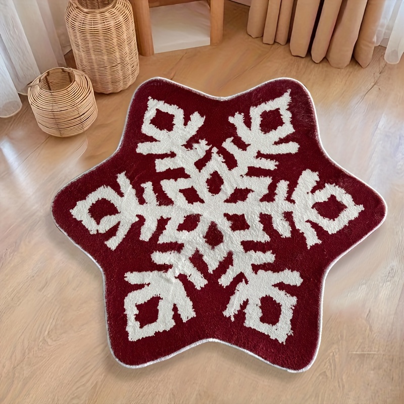 Indoor/Outdoor Snowflakes Holiday Hooked Accent Rug