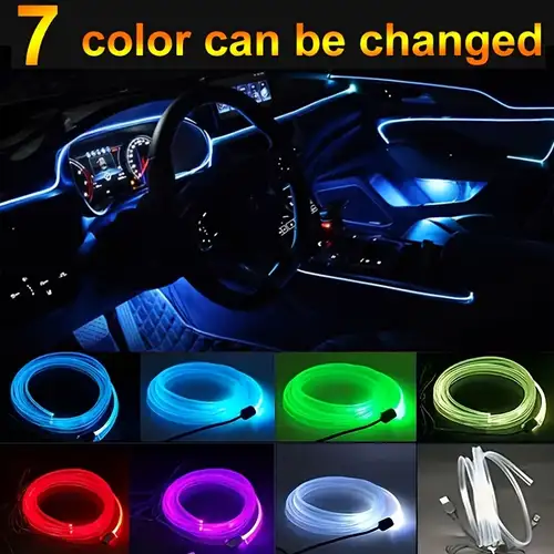 Luces interiores Led del coche, 4 piezas de luz led del coche Accesorios de  la tira del coche con puerto USB App Control Kits de iluminación Infinitos  colores de bricolaje coche atmósfera