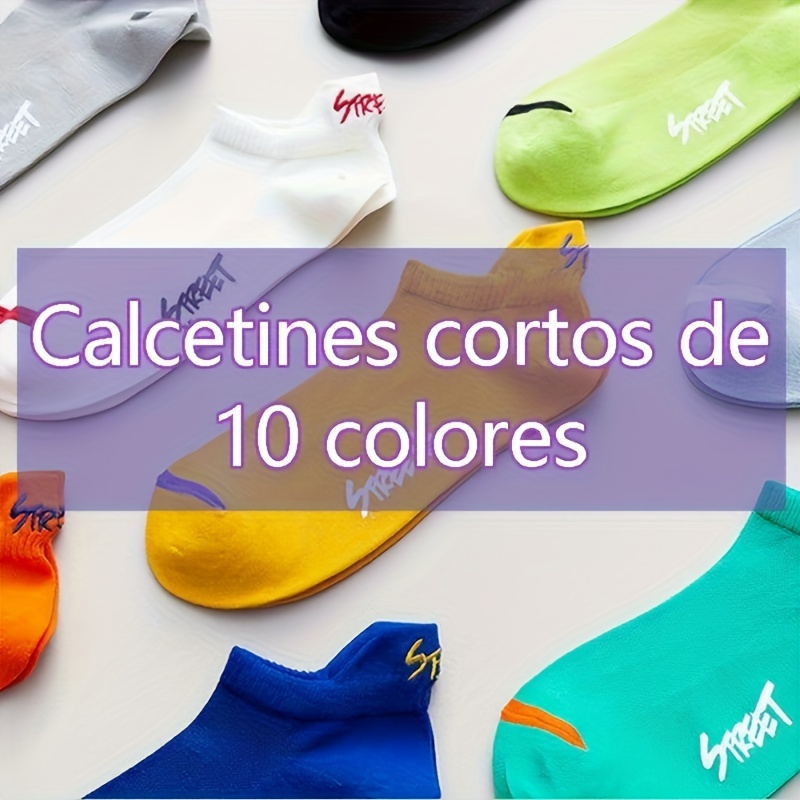 10 Par/set Calcetines Cortos Transpirables Lisos Hombre - Temu Chile