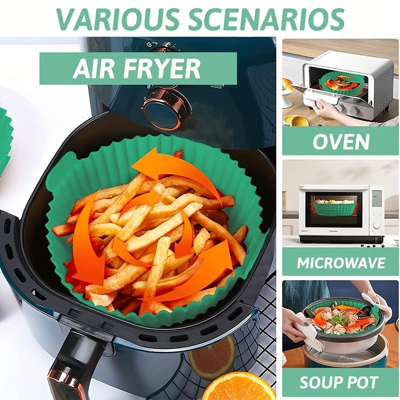 Air Fryer Liner Air Fryer Mat Food Grade Non-Stick Silicone Fryer Basket  For 7.5~9-Inch Air Fryers Steamers Kitchen Accessories