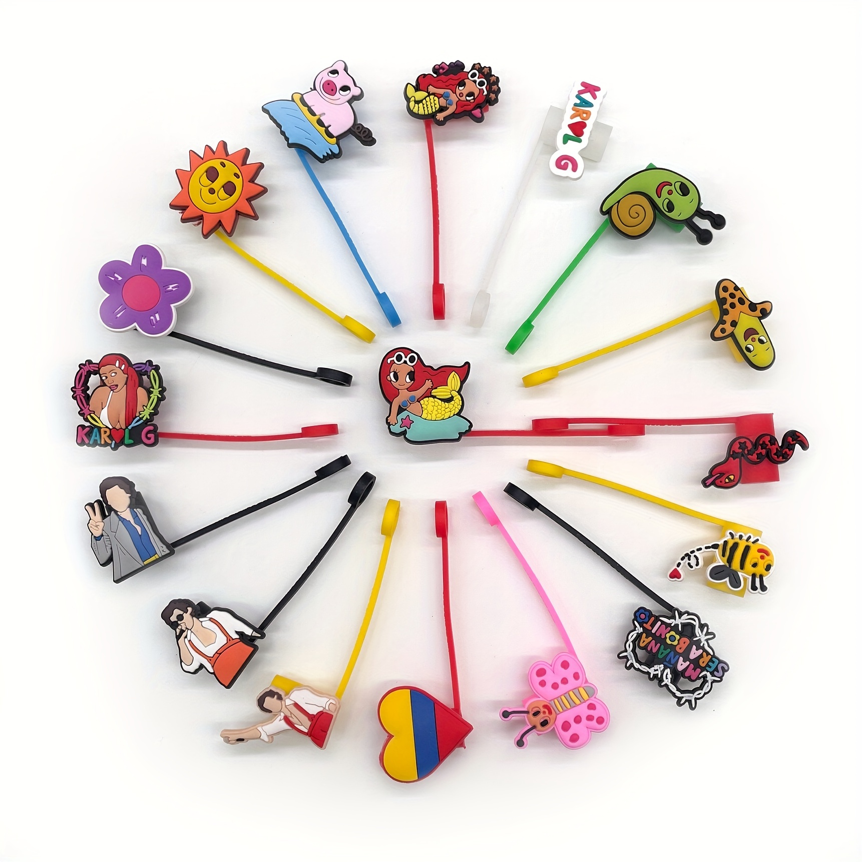 Reusable Dustproof Silicone Straw Cover Cute Cartoon Splash - Temu