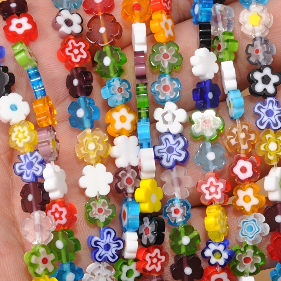 

5m/6mm/8mm Exquisite Mixed Style Flower Beads, Glass Loose Spacer Beads For Diy Bracelet Necklace Earring Jewelry Making Accessories