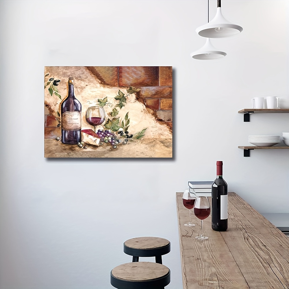 Obras de arte de vino para paredes, cuadros vintage para cocina, champán,  arte de pared enmarcado, arte motivacional para bar, esquina, restaurante