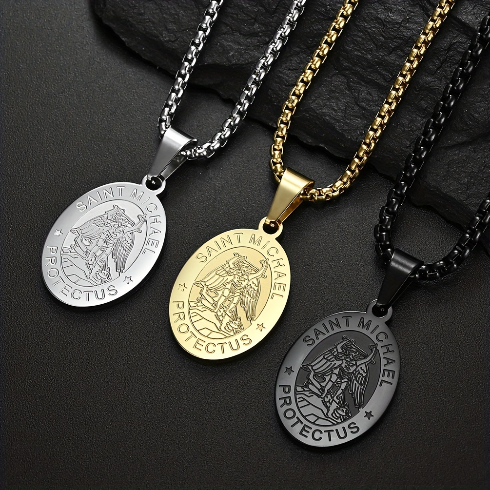 Men's Saint Michael Stainless Steel Pendant Necklace
