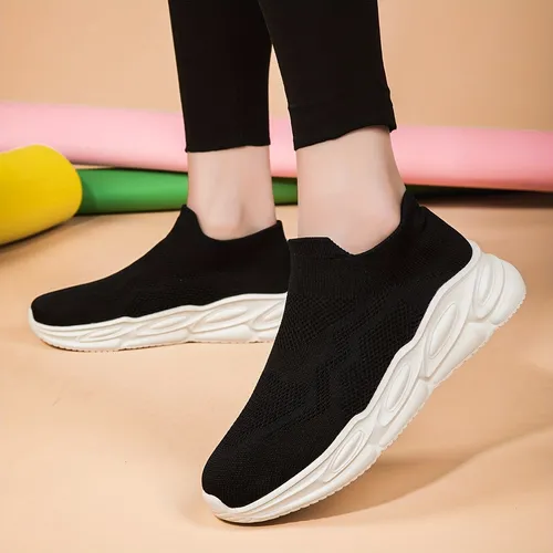 Leisure Knit Sneakers Womens Slip On - Temu