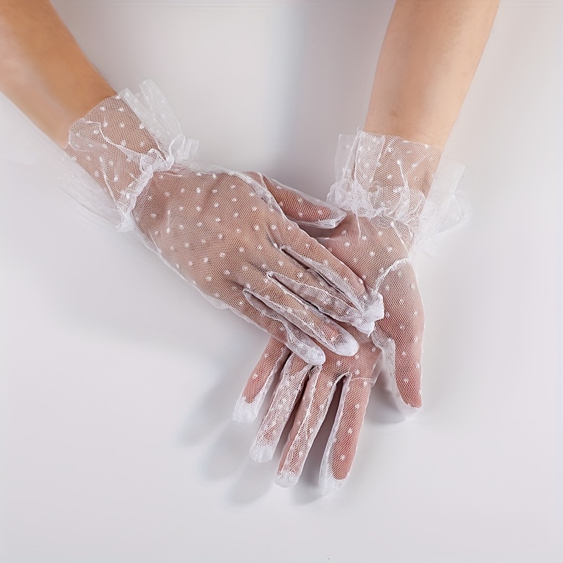 Women Lace Gloves Bridal Wrist Floral Gloves Elegant Dress Gloves Tea  Gloves for Women Wedding Summer Gloves Costume