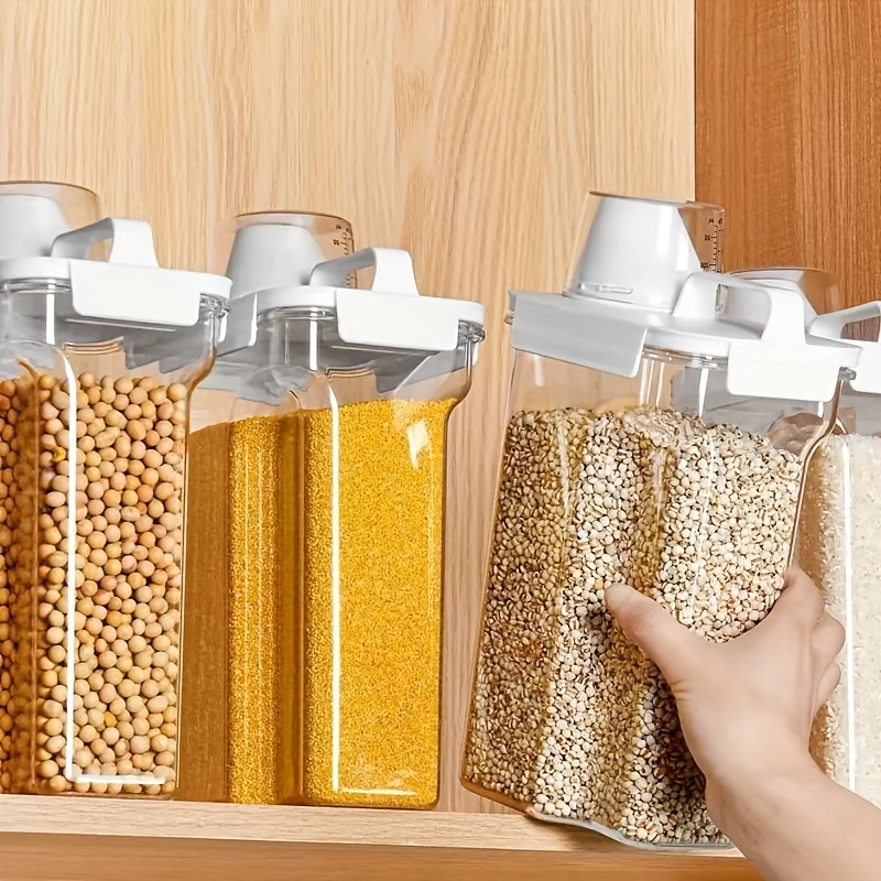 Cereal Container, Plastic Food Dispenser For Grain Cereal Flour, Airtight Food  Storage Box, Rice Container, Sealed Tank, Home Kitchen Supplies - Temu