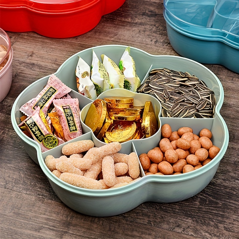 Nut And Candy Serving Tray With Lid Divided Snack Tray - Temu