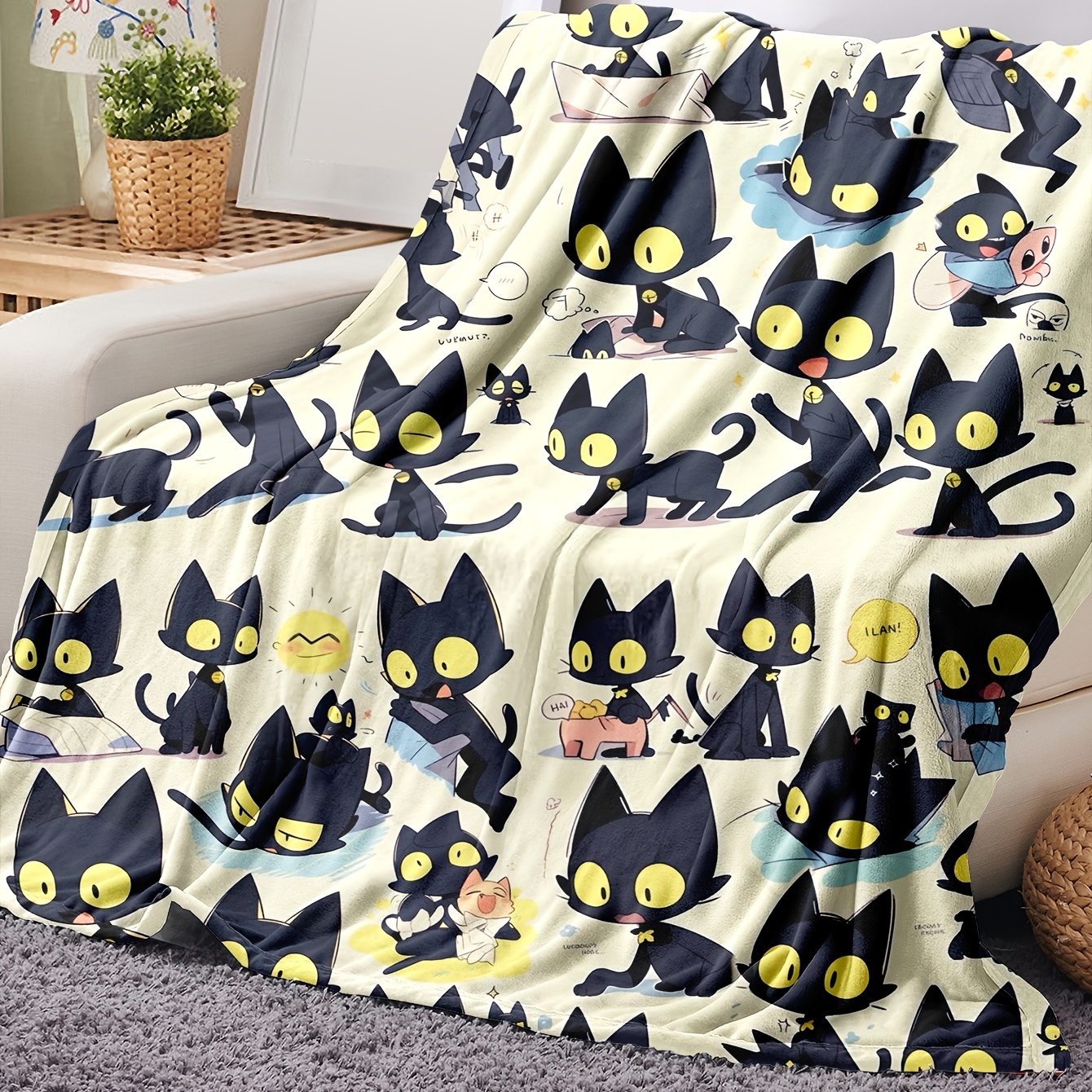 Soft Cozy Flannel Cat Blanket Car Couch Bed Sofa Perfect - Temu Canada