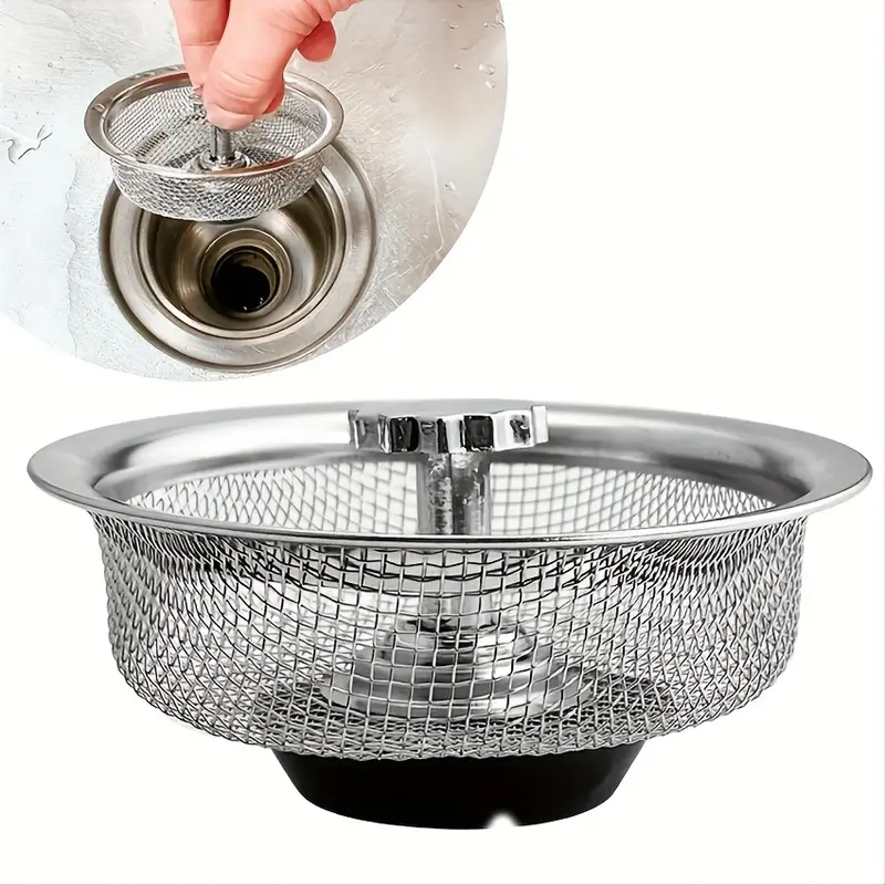 1pc sink filter with plug kitchen stainless steel water filter wash basin slag screen details 4