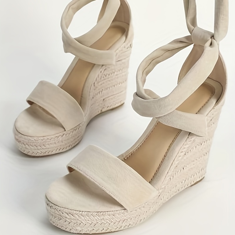 Women's Espadrille Wedge Sandals Fashion Open Toe Lace High - Temu