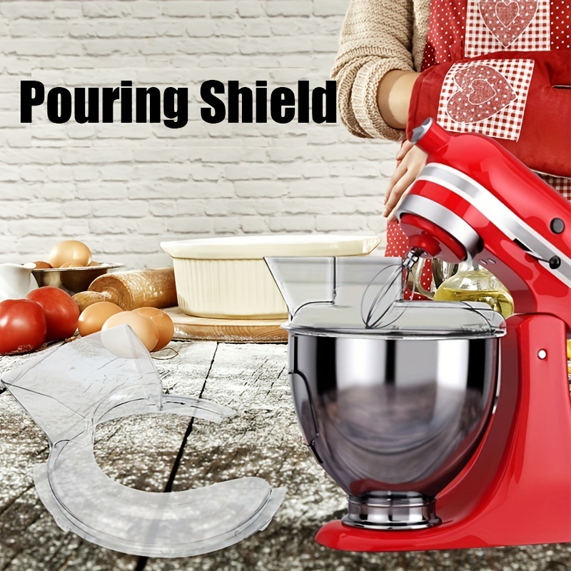 Pouring Shield for KitchenAid 4.5 and 5 Quart Tilt-Head Stand Mixers  Stainless Steel Bowls ONLY, Secure Fit Splatter Guard, and Flex Edge Beater  for