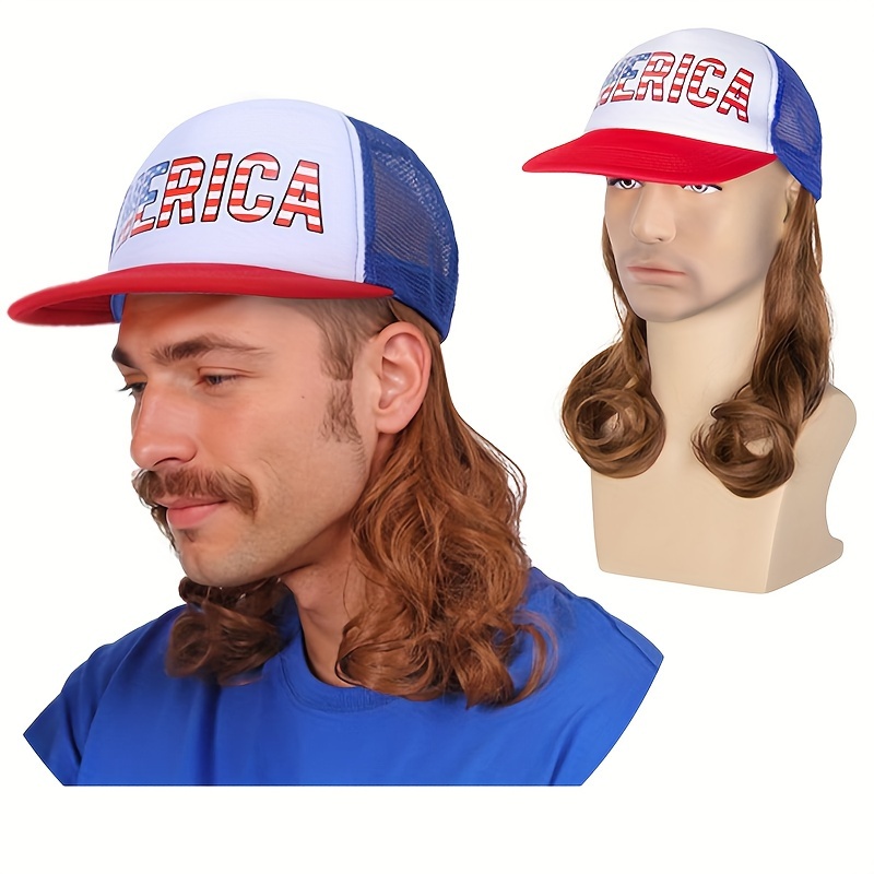 Hat With Hair For Men - Temu