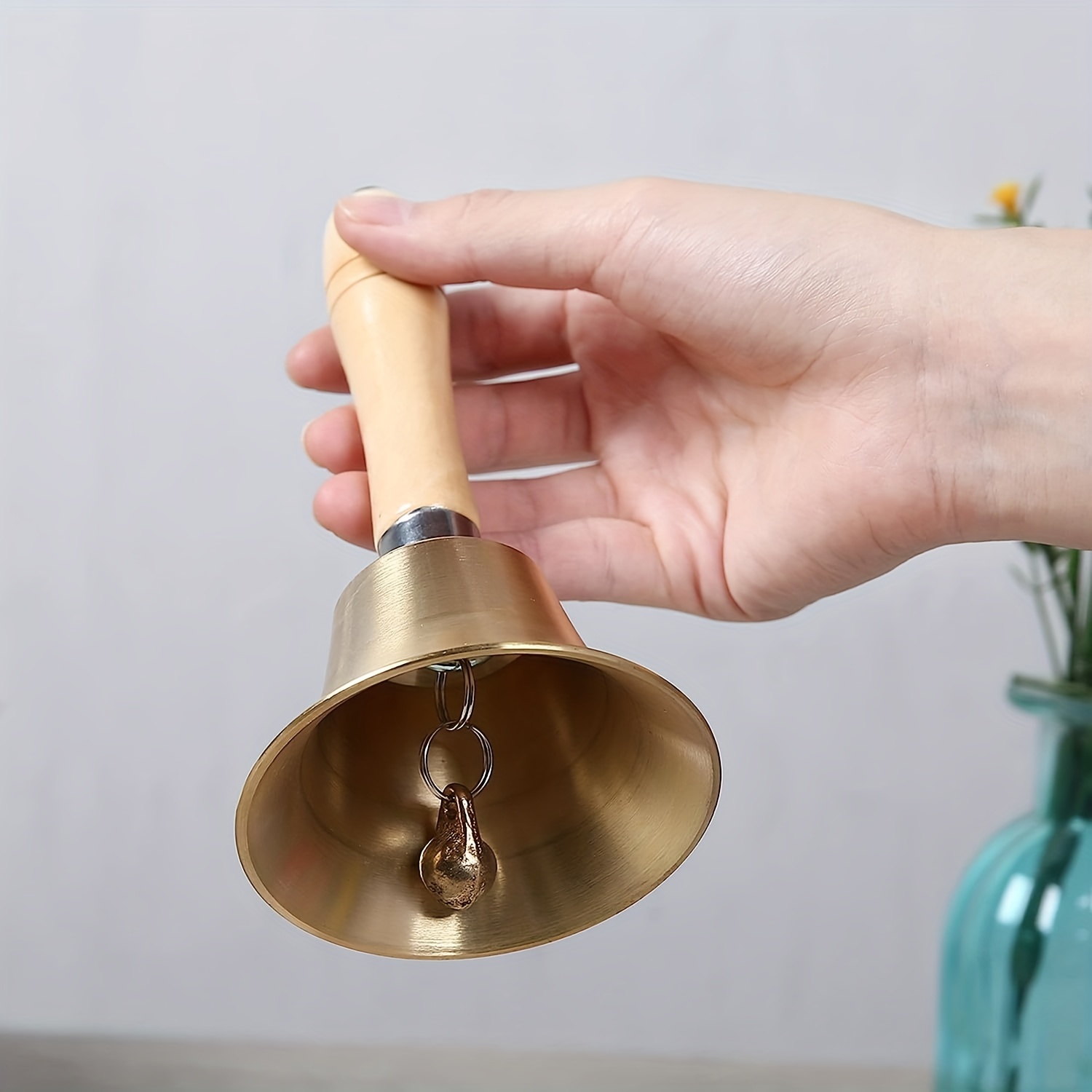 Sopcone Hand Bell Extra Loud Solid Brass Call Bell Handbells with Wooden  Handle Multi-Purpose for School, Churchl, Hotel, Christmas and Wedding