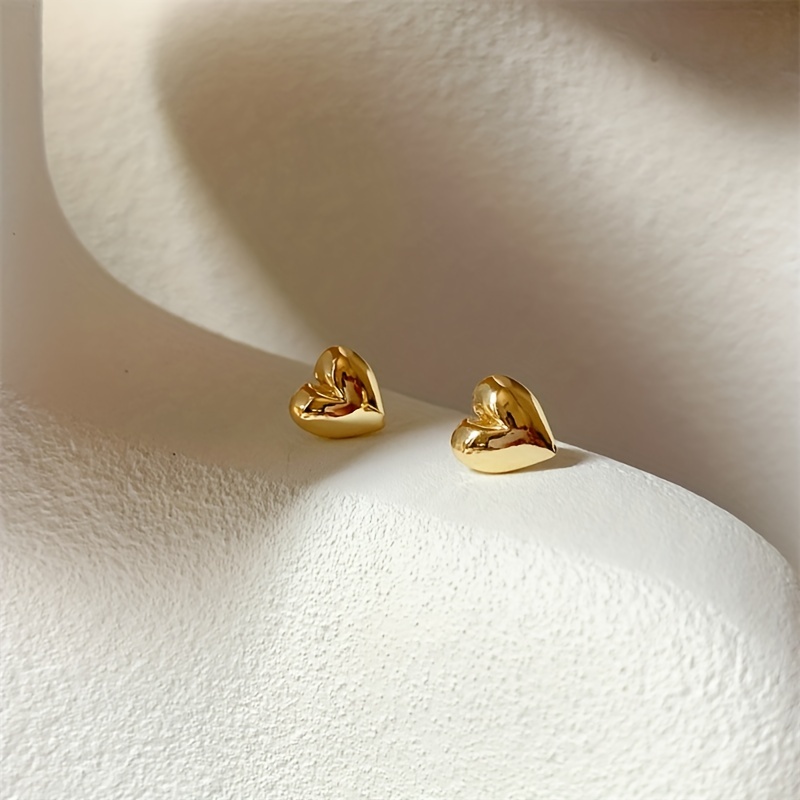 Copper Golden Heart Earrings - Holiday Gift for Her