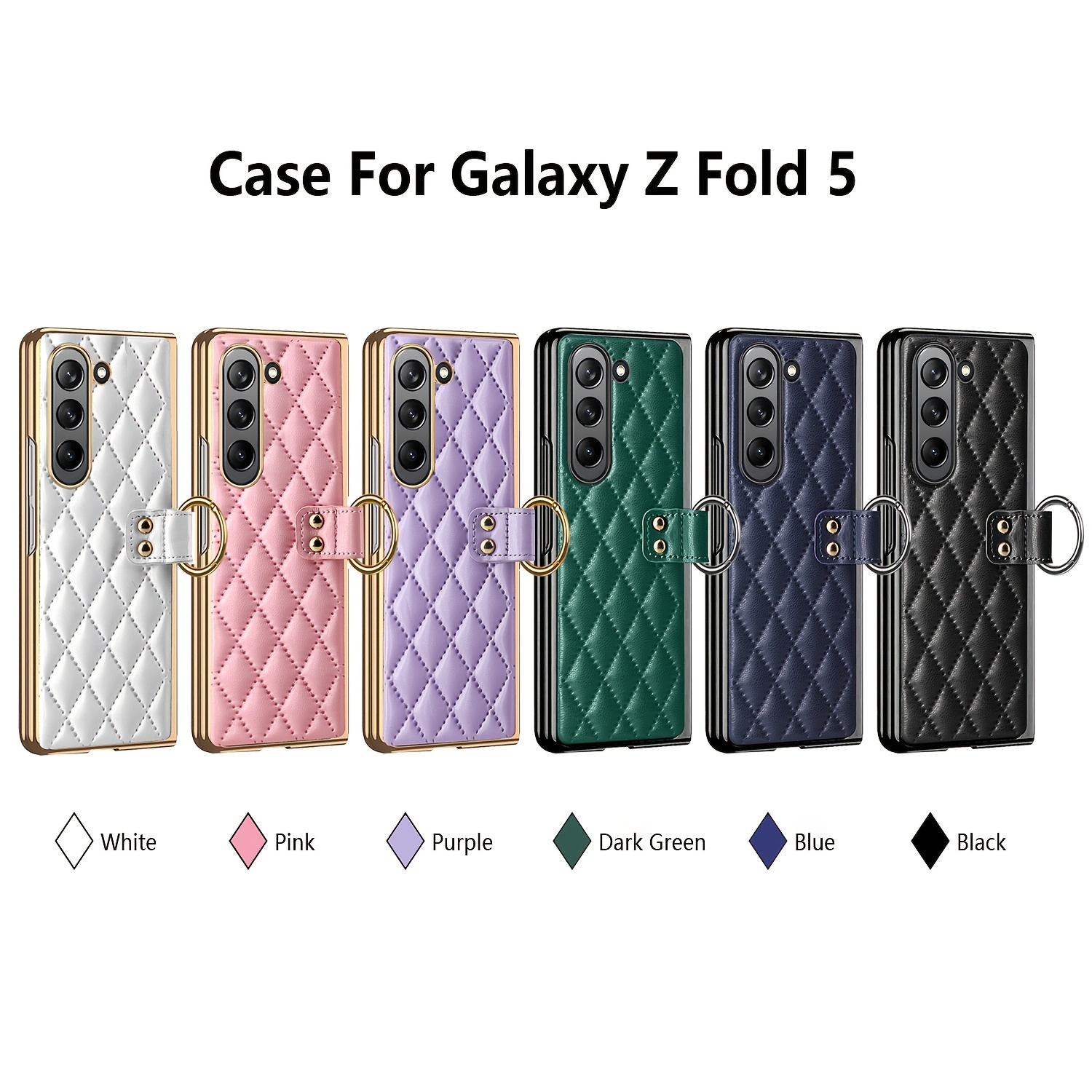 Galaxy Z Fold 5 Funda Teléfono Soporte Anillo Metal - Temu