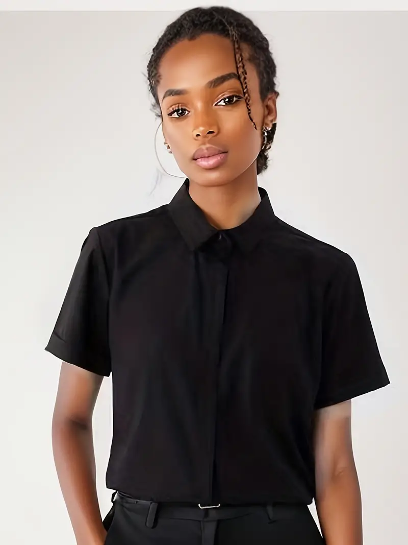 2023 New Fashion Summer Dress Solid Color Shirt Short Sleeve - Temu