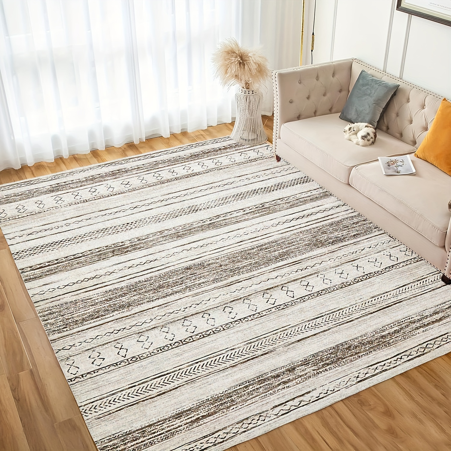 Alfombras de área grandes de 6 x 9 pies para sala de estar, alfombra  moderna súper suave gris claro, alfombra de dormitorio, alfombra geométrica  de