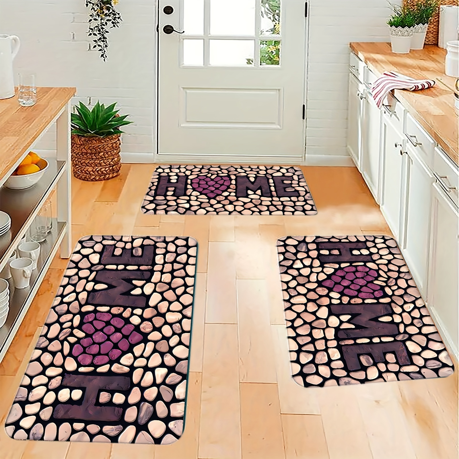 3d ciottoli pietra fiori cucina tappetino casa ingresso zerbino