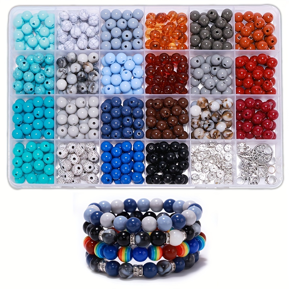 Diy Glass Beads Bracelet Making Kit Gemstone Crystal Beads - Temu Canada