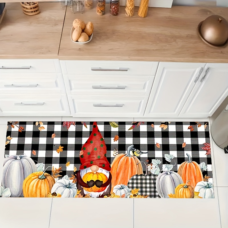 Fall Pumpkin Print Floor Mat Thanksgiving Harvest Kitchen - Temu