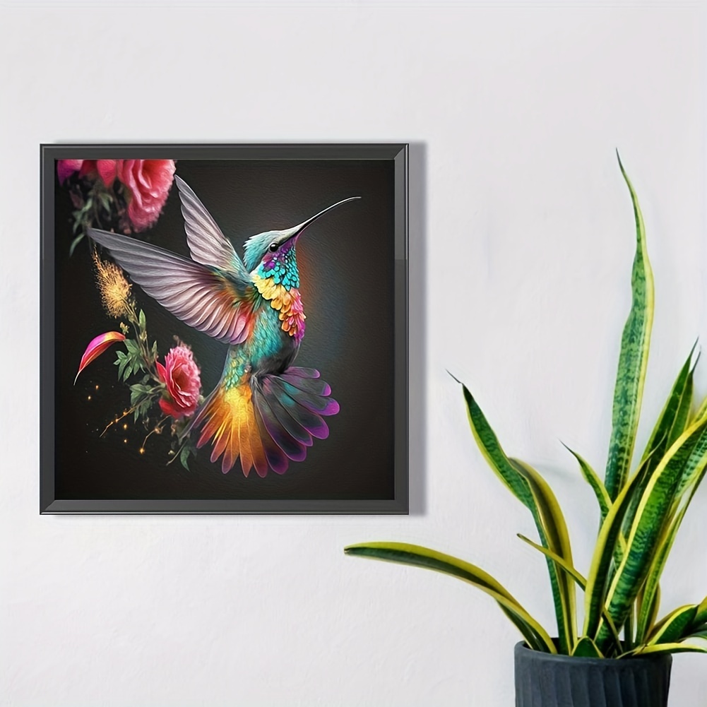 5d Diamond Painting Set Flowers Hummingbird Pattern Diy - Temu