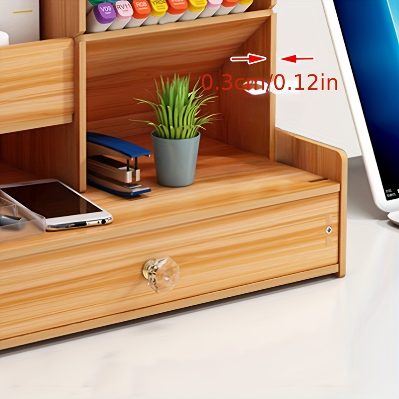 Wooden Pen Organizer Multi functional Pen Holder Box Desktop - Temu