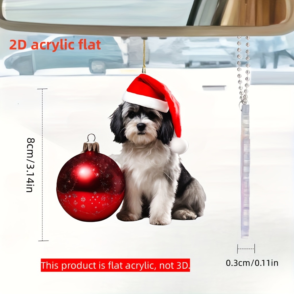 1pc Flache 2D Acryl Weihnachten Hund Auto Rückspiegel - Temu Germany