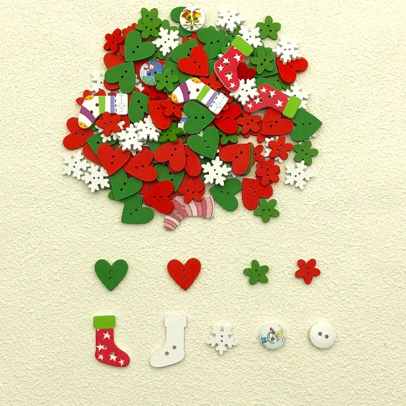 Christmas Wooden Button Decoration Sewing Technology Buttons - Temu