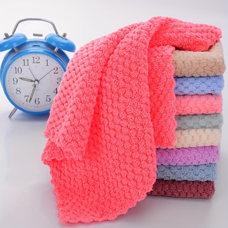 12pcs Waffle Washcloths, Coral Fleece Square Towel, Super Soft Washcloth,  Super Absorbent Face Towel For Home Bathroom, Bathroom Supplies