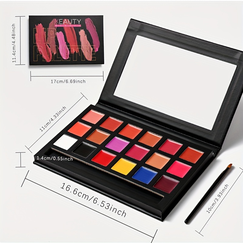 Professional Lip Palette Kit- 18 Colors High-Pigmented Lipstick Palette,  Creamy Texture, Long-lasting Lip Color Palette Set with Lip Brush for Makeup