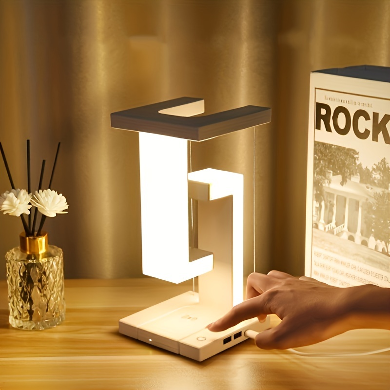 Lámpara de escritorio, lámpara de escritorio LED con puerto de carga USB,  cargador inalámbrico, lámpara de dormitorio regulable, 5 colores, 7 niveles
