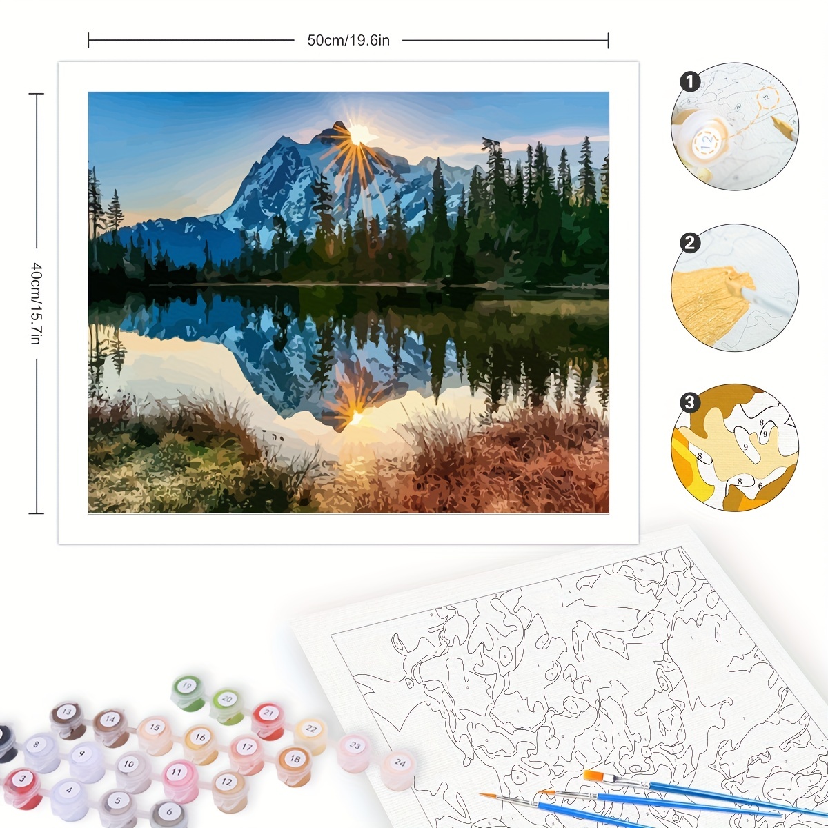 Paint By Numbers Adults kids Mountains Landscape DIY Painting Kit 40x50CM  Canvas