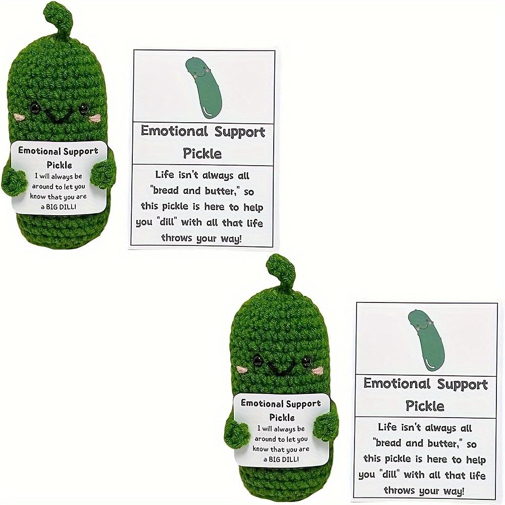 Handmade Emotional Support Pickled Cucumber Gift, Handmade Crochet Emotional Support Pickles, Cute Crochet Pickled Cucumber Knitting Doll, Christmas