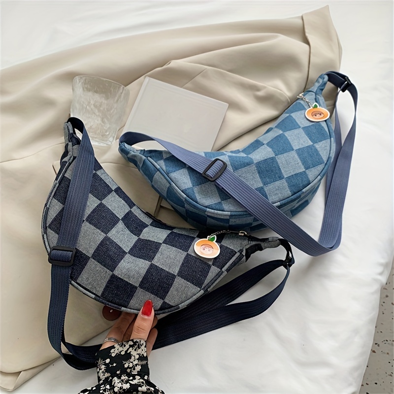 Fashion Chain Waist Bags Female Waist Pack Ladies Strap Crossbody Canvas  Bags Printed Letter Plaid Pattern Fanny Pack for Women