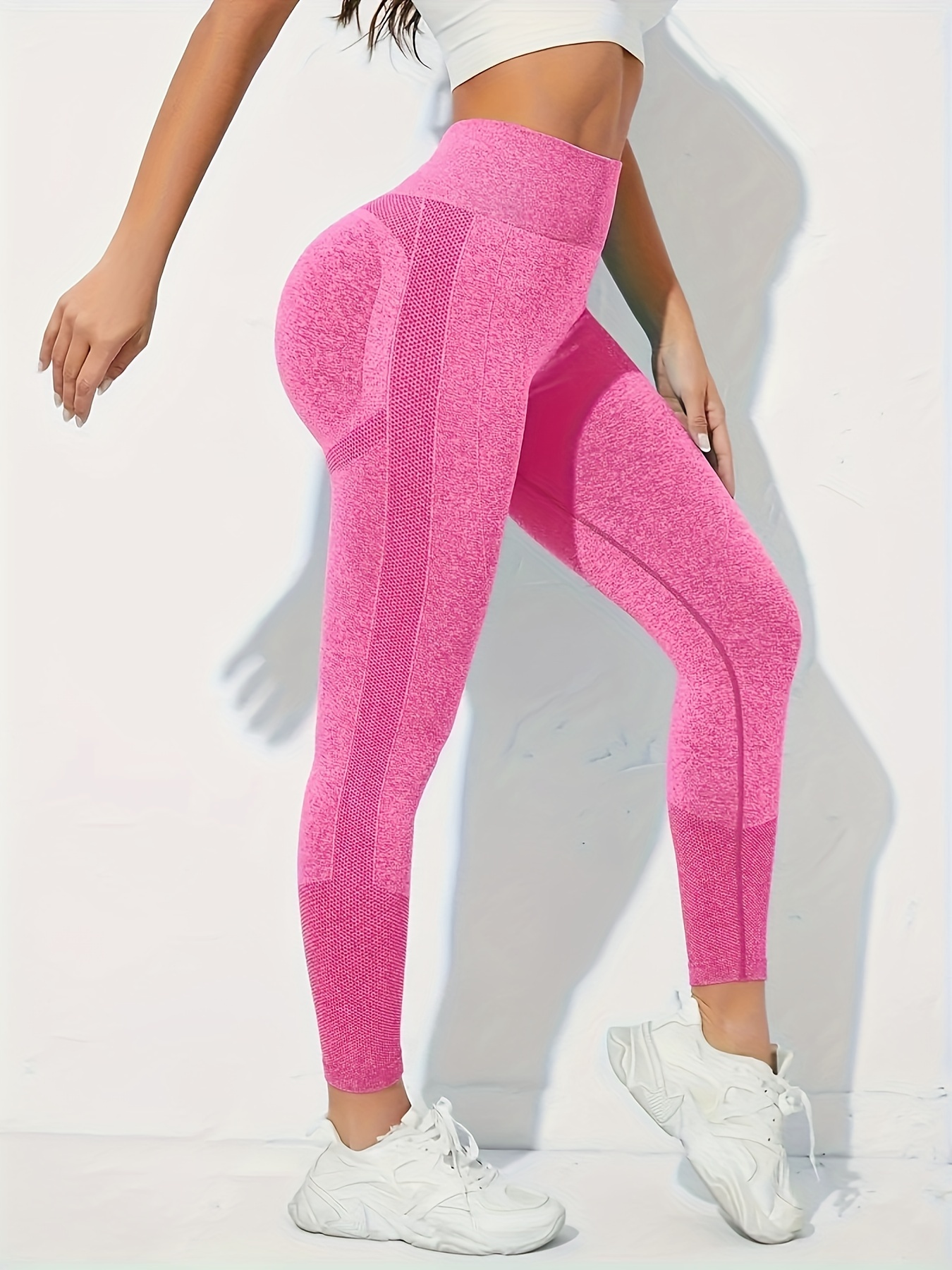 Solid Color Hip Lifting Stretchy Yoga Leggings High Waist - Temu