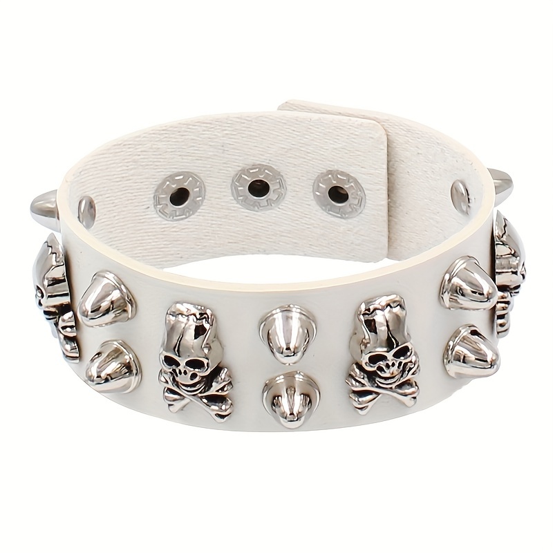 Skull Head Rivet PU Leather Bracelet Unisex