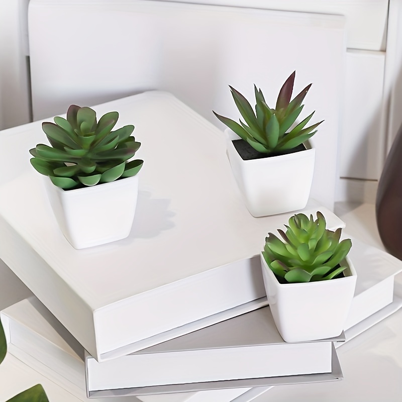 

3pcs, Artificial Succulent Plants, Mini Potted Plant, Fake Faux Succulents For Indoor Decor Office Room Decoration