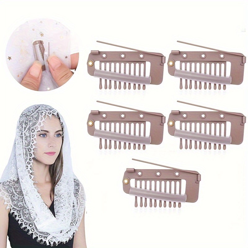 

Chunni Dupatta Clips With Safety Pin, 10-teeth Strong Chunni Grip Hair Clips, Duppatta Hack Hijab Tikka Setting Grip Clips For Women
